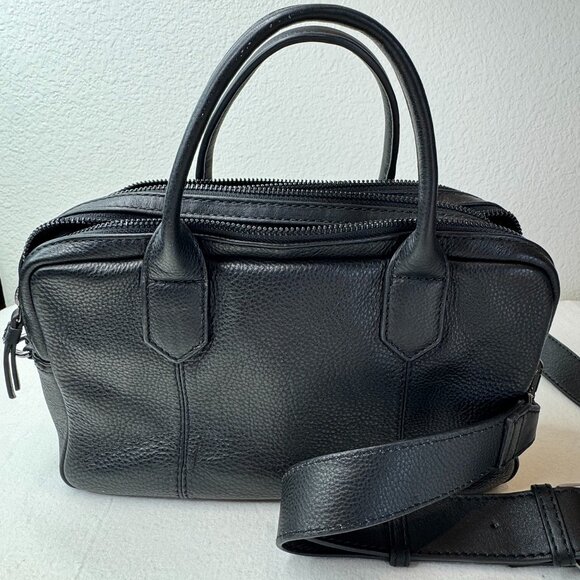 BRAND NEW Black Leather Quilted Crossbody Handbag Purse - Picture 2 of 7